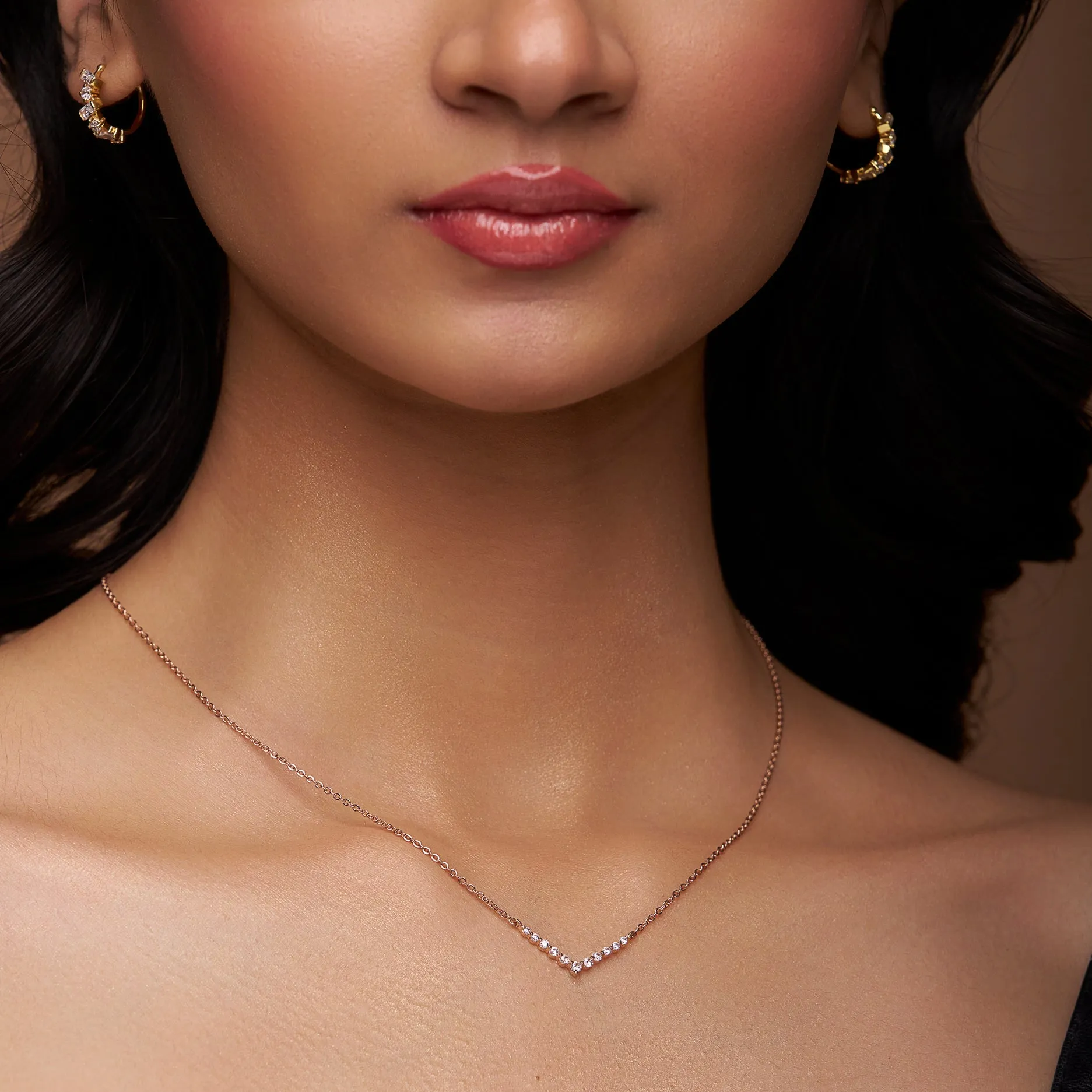 Sophisticated V-Shaped Diamond Necklace