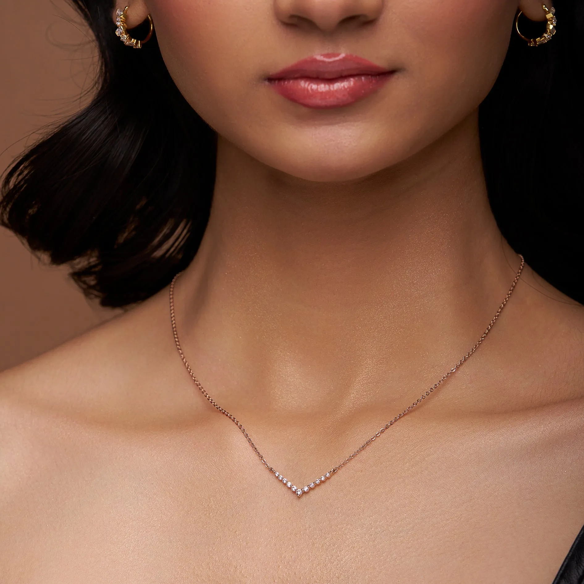 Sophisticated V-Shaped Diamond Necklace