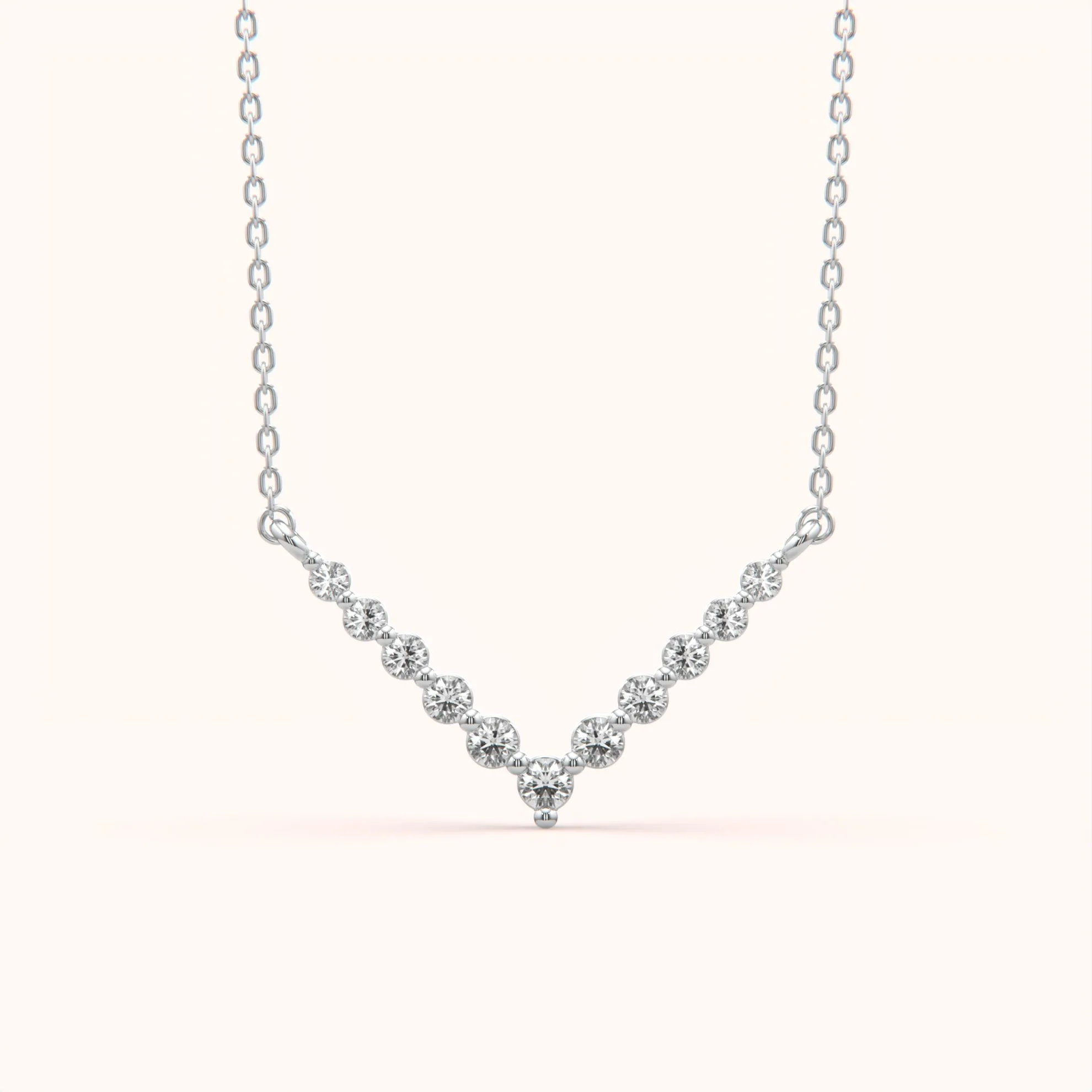 Sophisticated V-Shaped Diamond Necklace