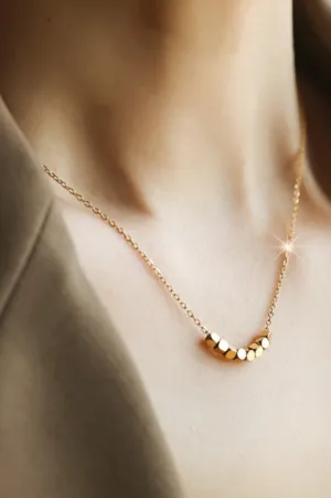 Square Gold Beaded Necklace