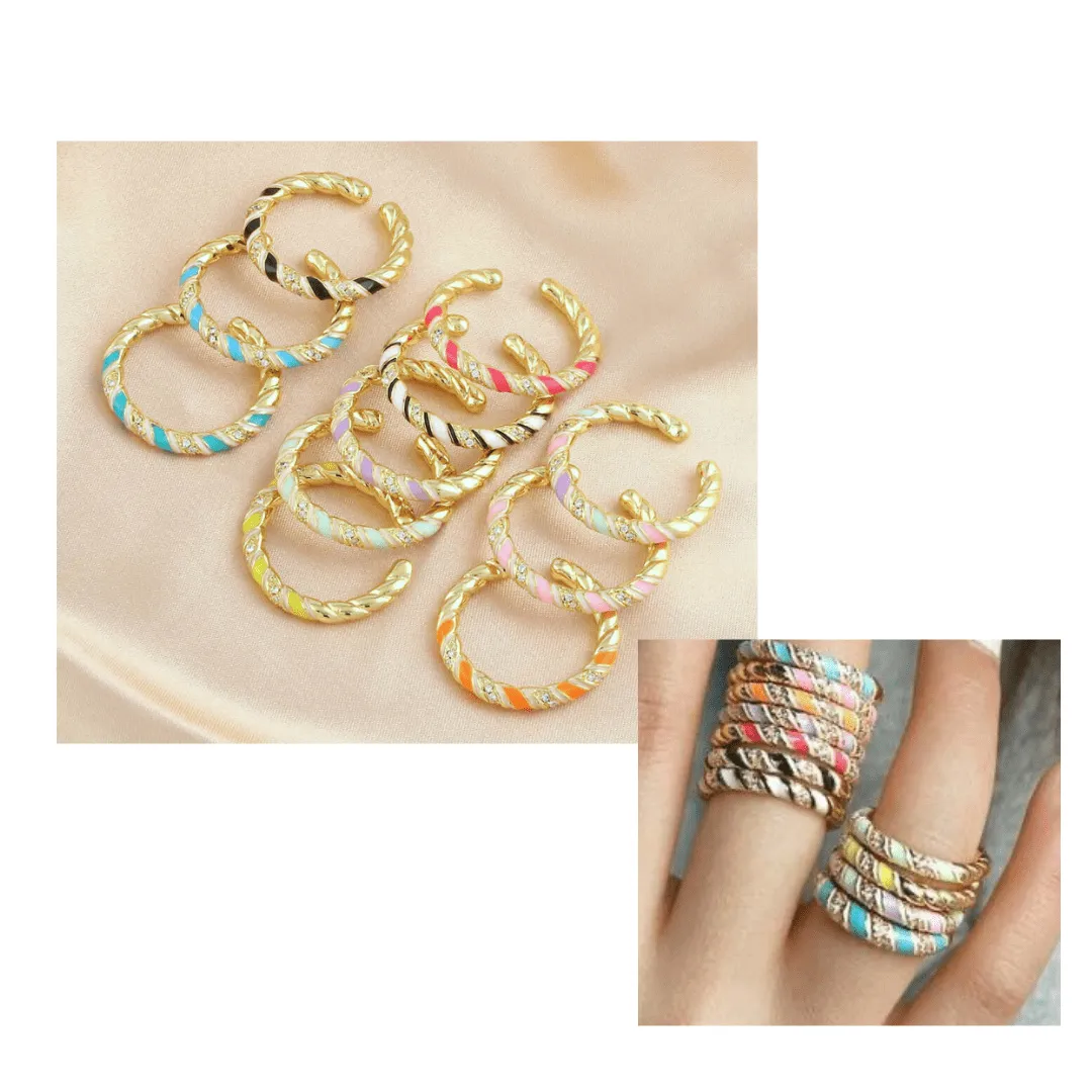 Stackable 14K Gold Plated Brass Rings | Trendy Stackable Rings | Adjustable 14K Gold Ring