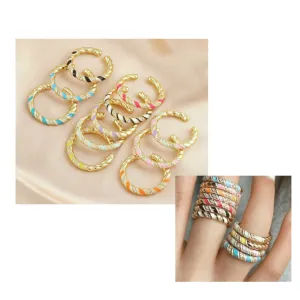 Stackable 14K Gold Plated Brass Rings | Trendy Stackable Rings | Adjustable 14K Gold Ring
