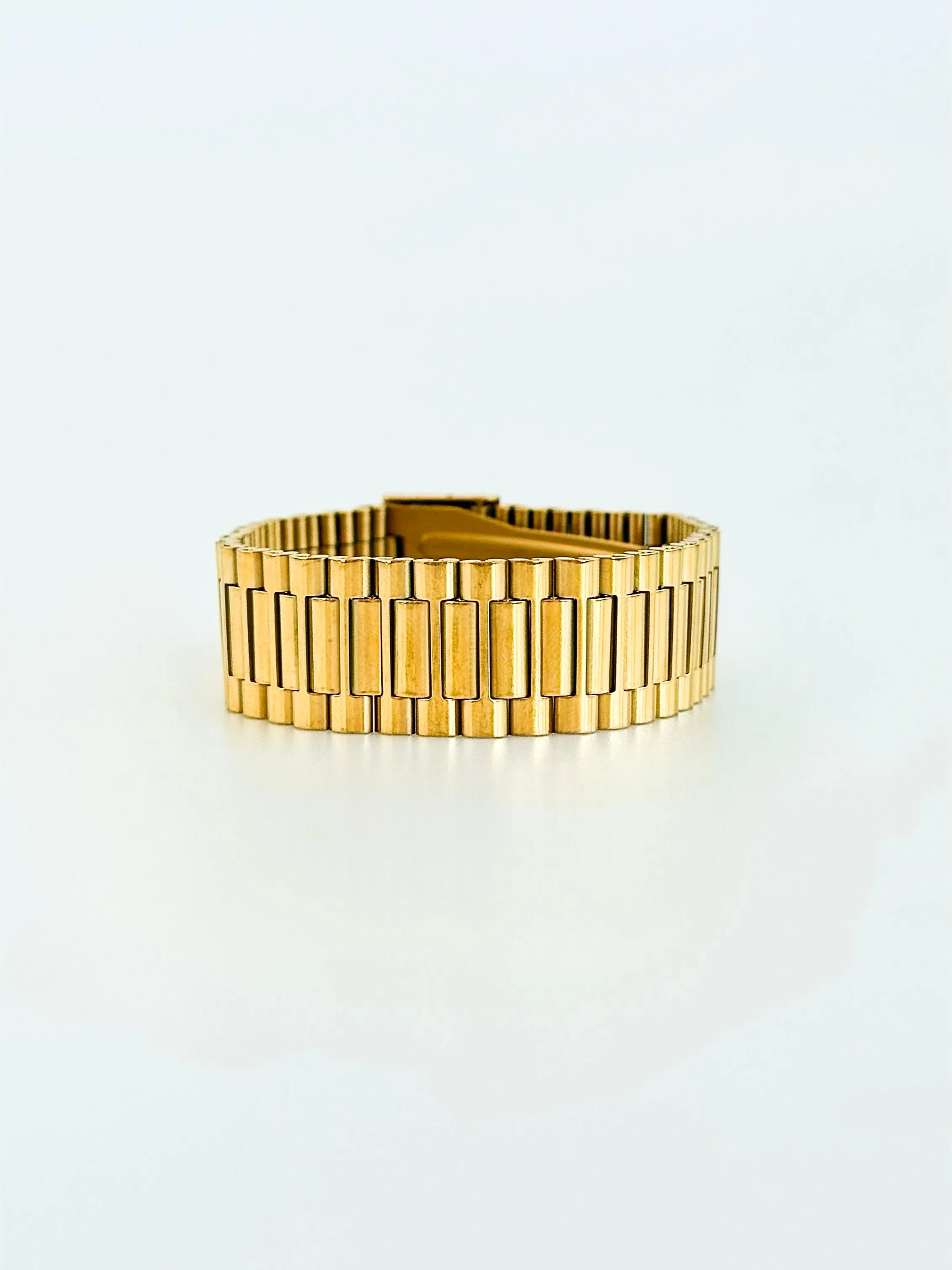 Stainless Steel Thick Wide Watch Style Bracelet