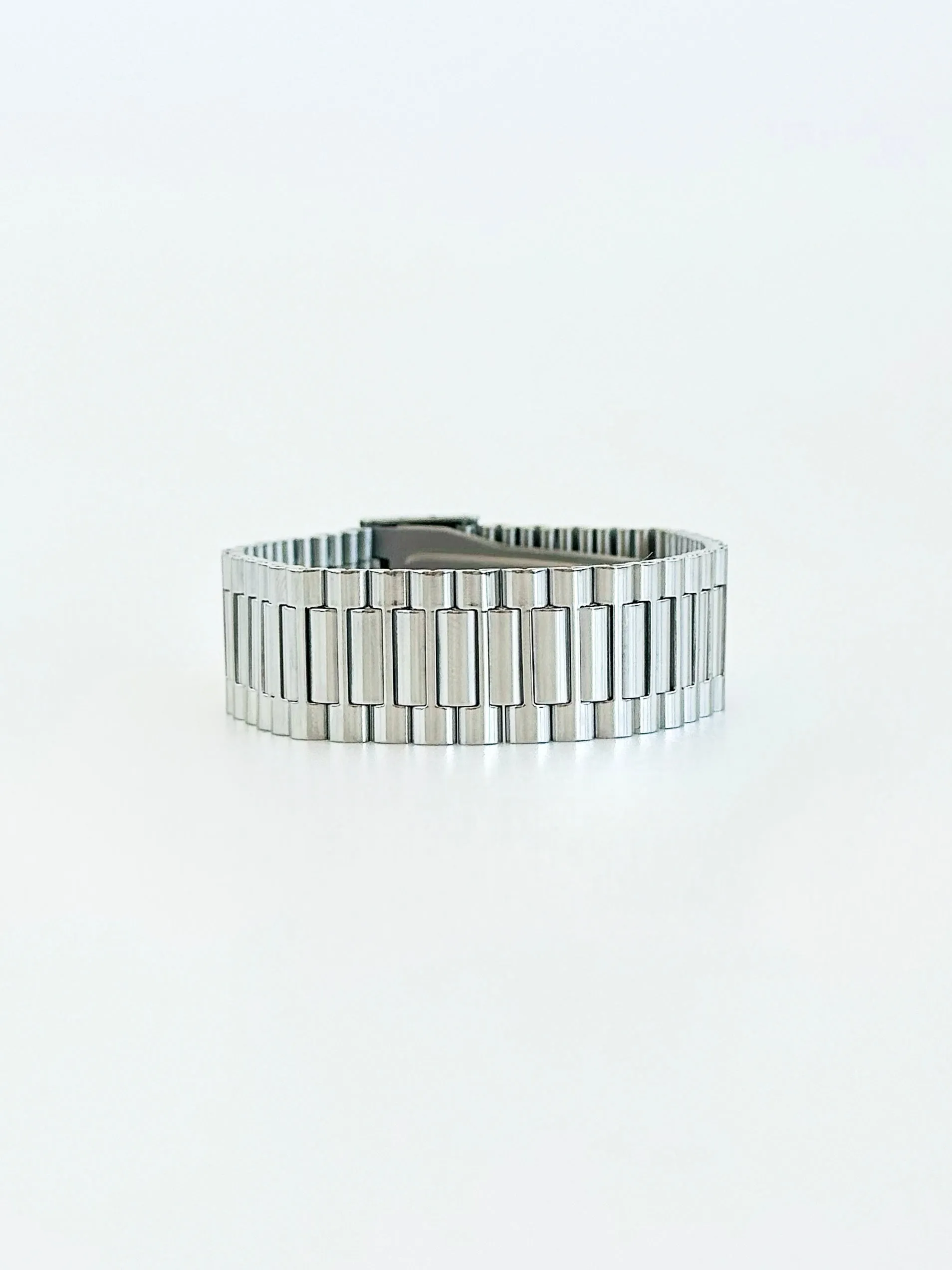 Stainless Steel Thick Wide Watch Style Bracelet