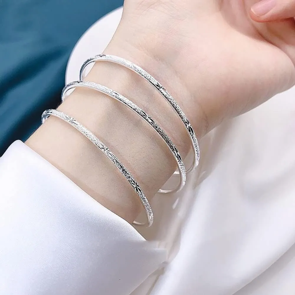Sterling Silver Bangle Bracelets for Women,Fashion Jewelry Simple Adjustable 925 Silver Cuff Bangles for Women Mom Wife Valentine Mothers Day Gift