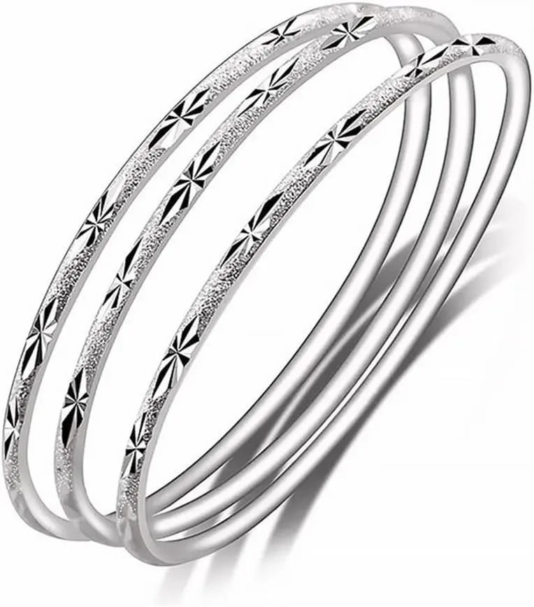 Sterling Silver Bangle Bracelets for Women,Fashion Jewelry Simple Adjustable 925 Silver Cuff Bangles for Women Mom Wife Valentine Mothers Day Gift