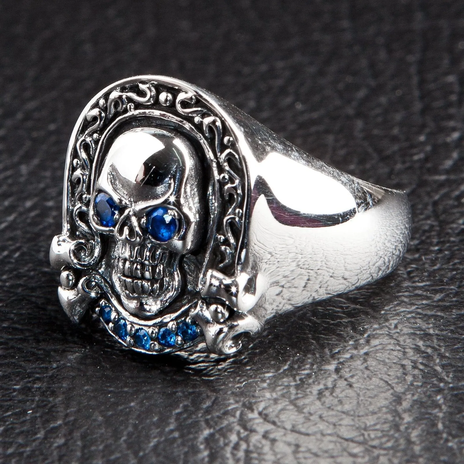 Sterling Silver Designer Rider Skull Ring