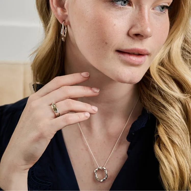 Sterling Silver Halo Necklace - Medium