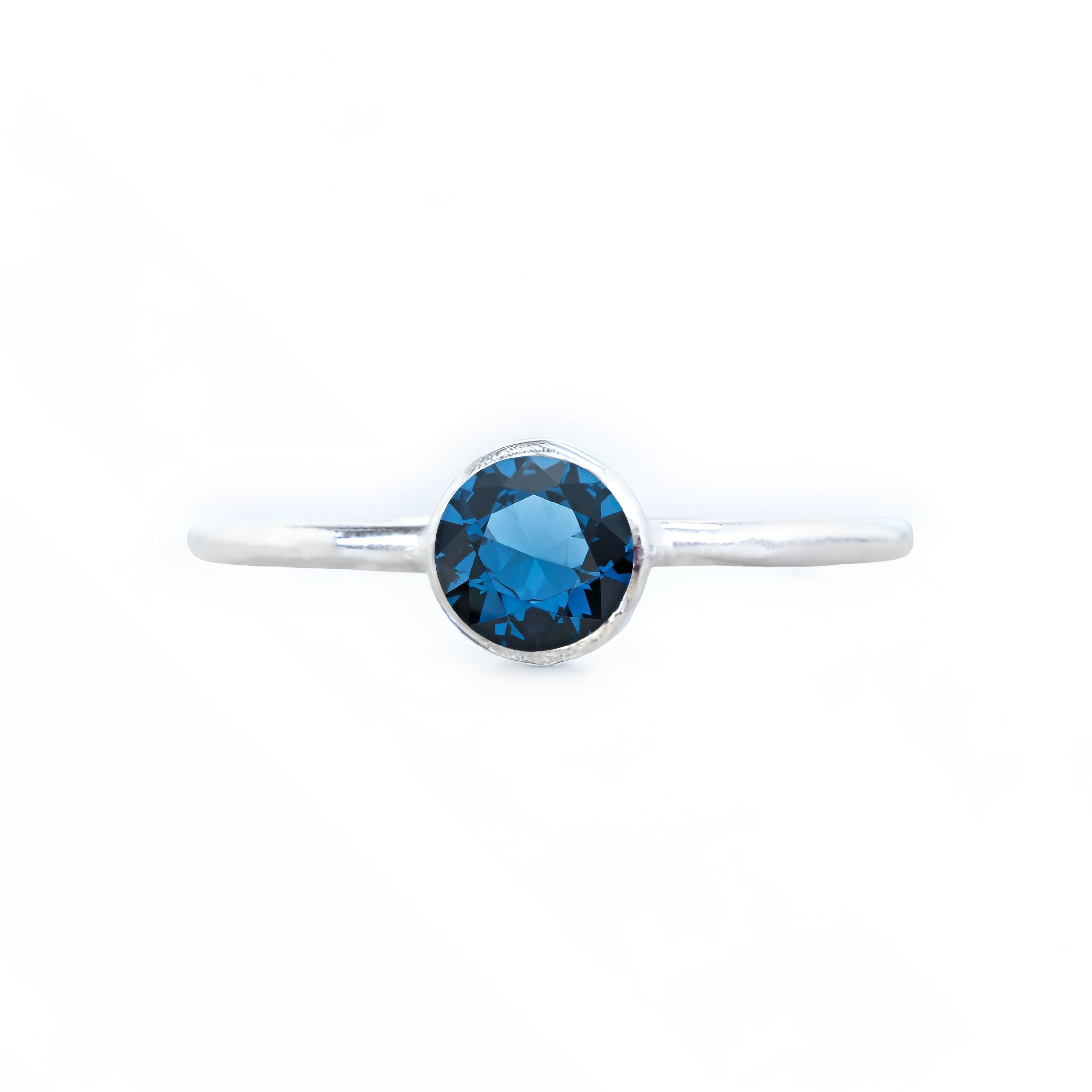 Sterling Silver Lab Blue Zircon Stacking Ring
