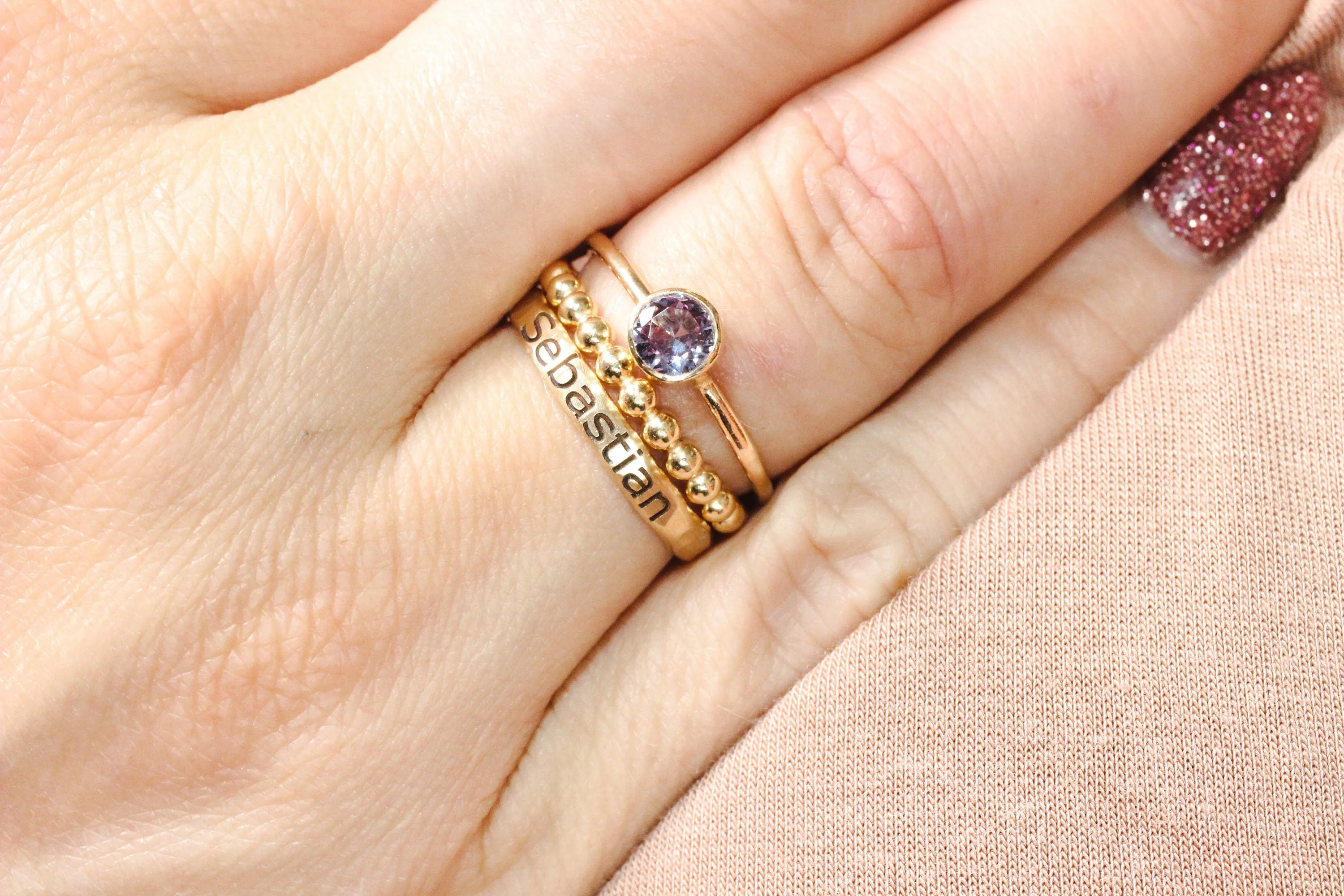 Sterling Silver Lab Blue Zircon Stacking Ring
