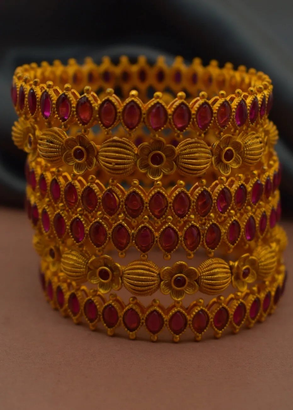STYLISH PINK STONE BANGLES