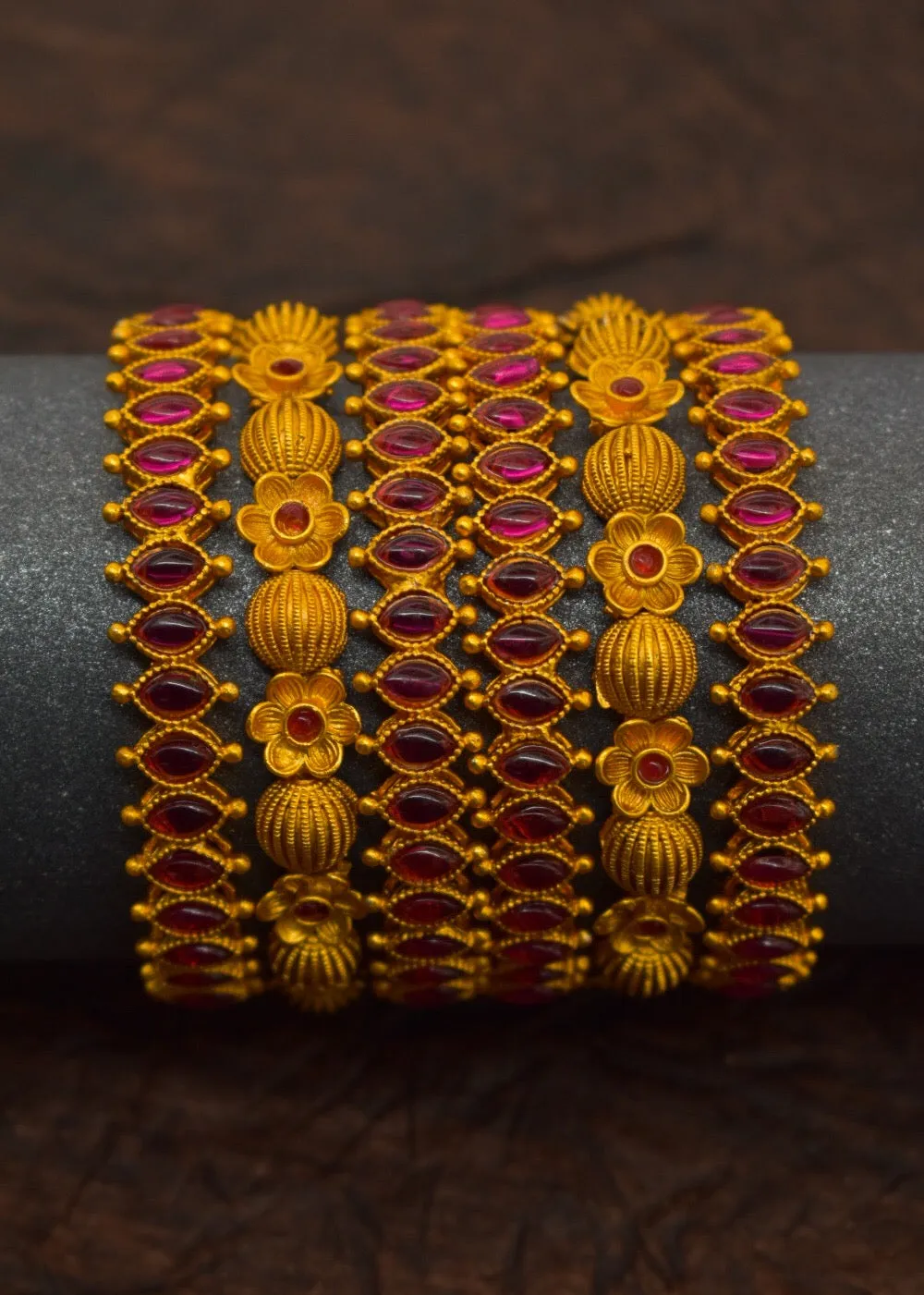 STYLISH PINK STONE BANGLES