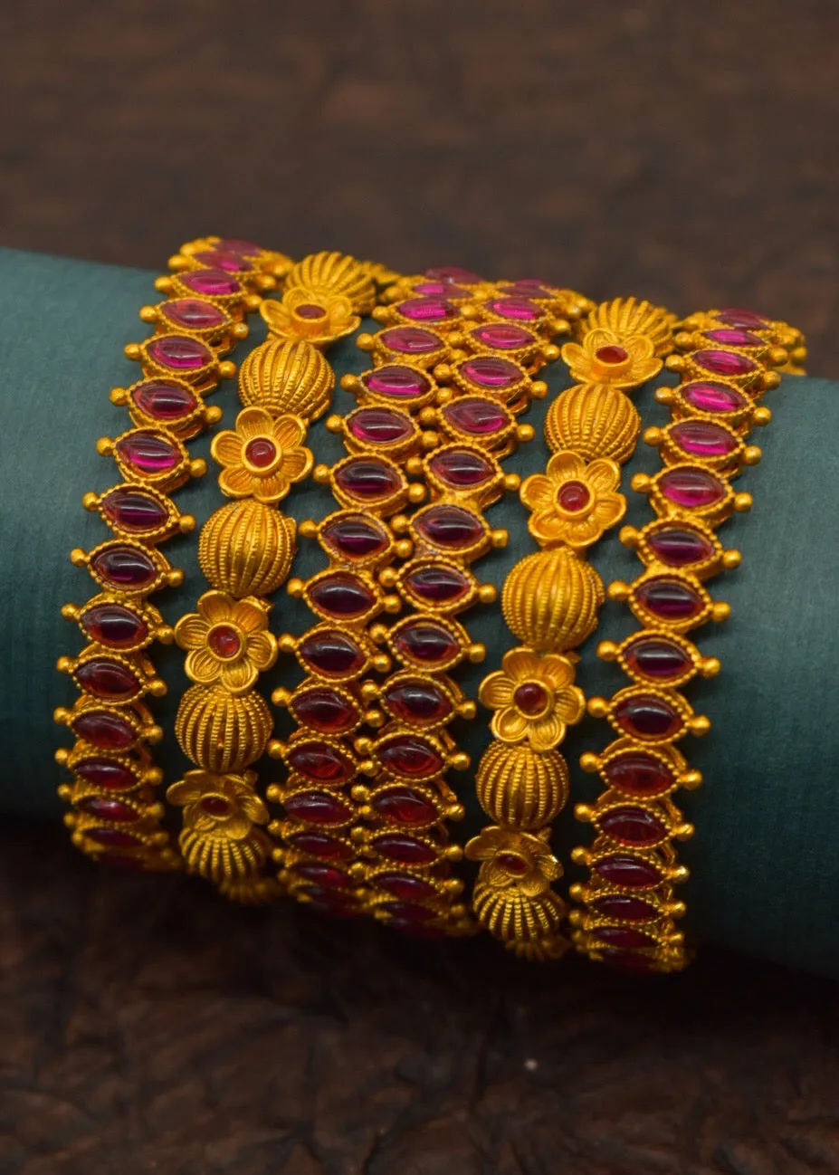 STYLISH PINK STONE BANGLES