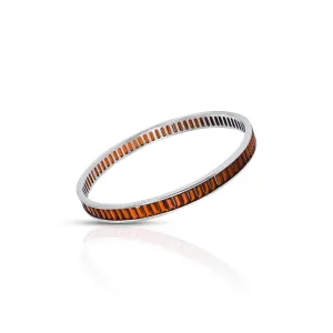 Stylish Silver Bangles with Multiple Orange Stones
