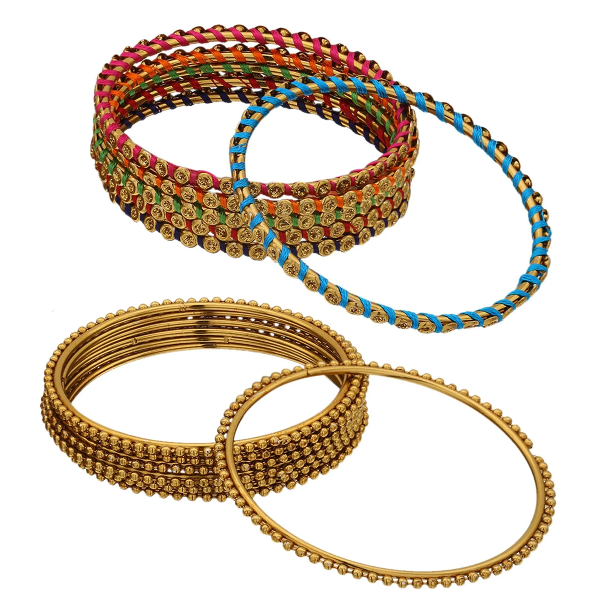 Sukriti Indian Designer Stylish Silk Thread Bracelet Bangle Jewelry for Girls & Women - Set of 13