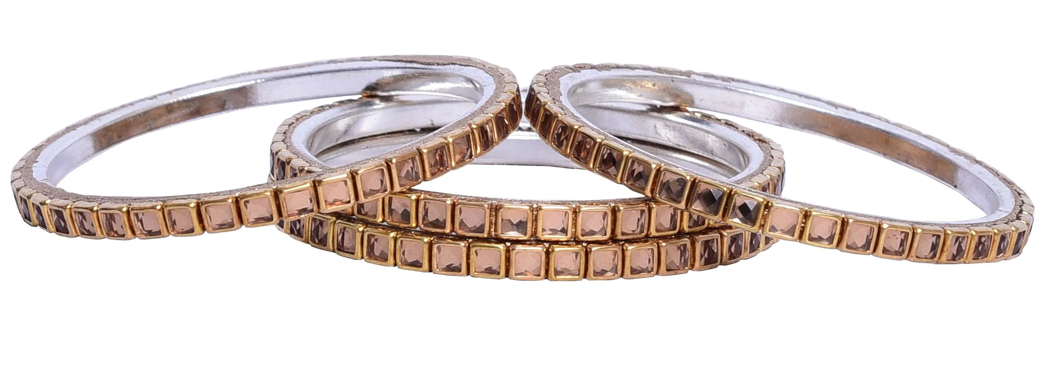Sukriti Indian Kundan Wedding Brass Gold Bangles Jewelry for Women - Set of 4