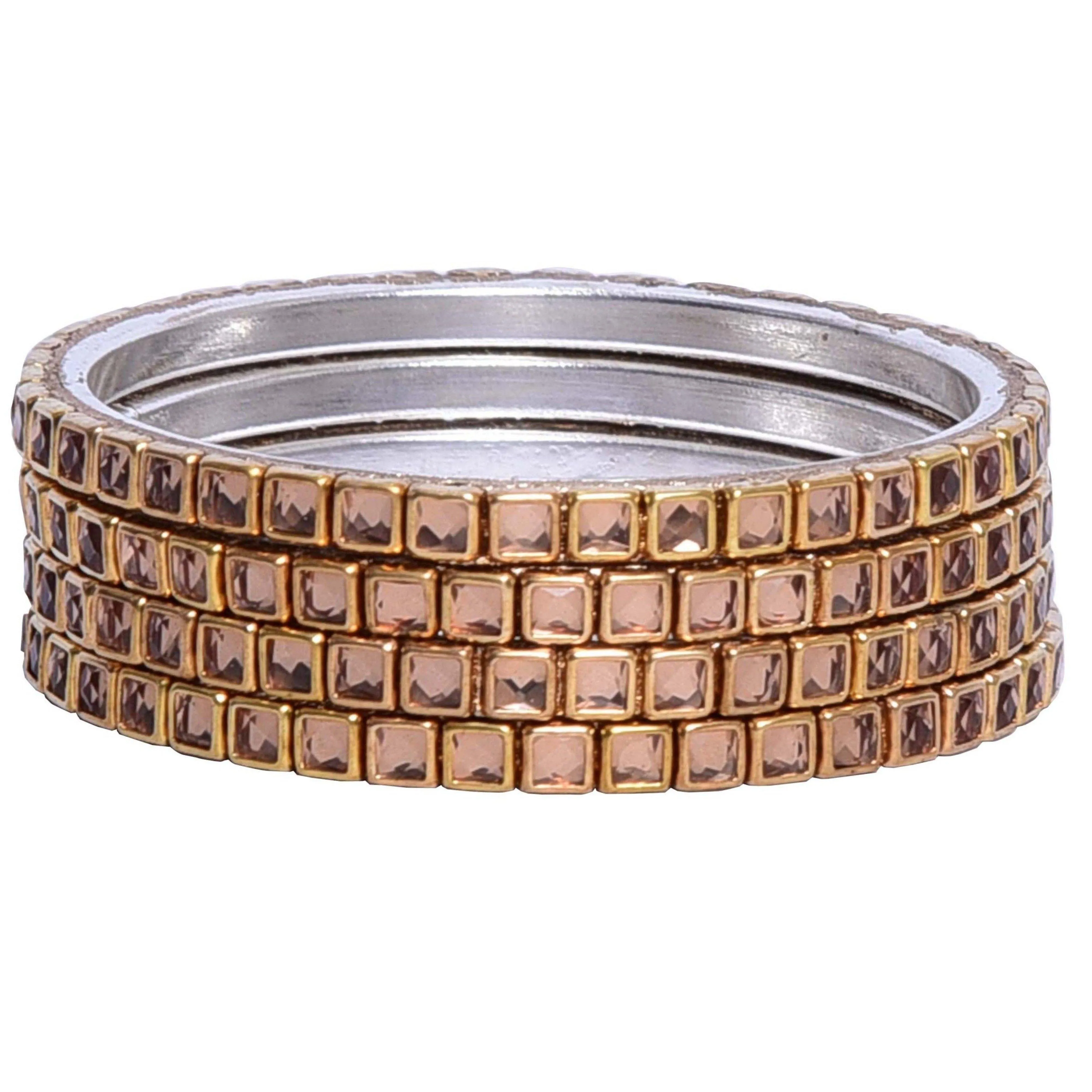 Sukriti Indian Kundan Wedding Brass Gold Bangles Jewelry for Women - Set of 4