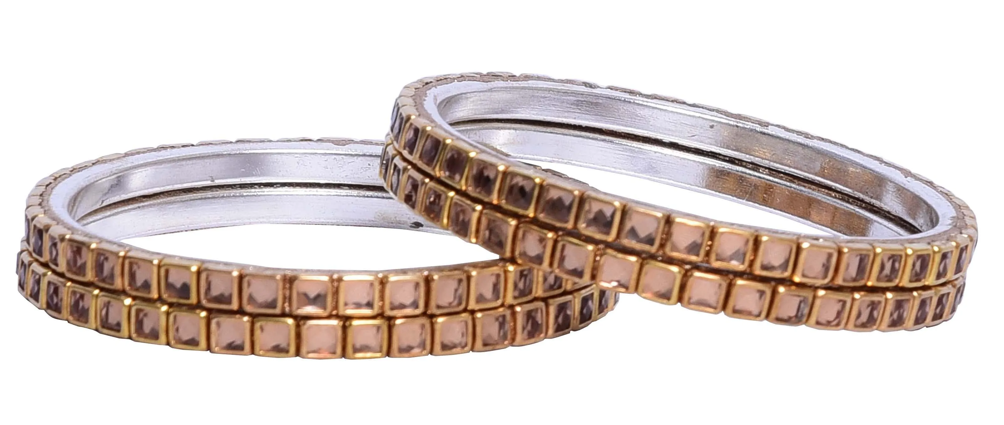 Sukriti Indian Kundan Wedding Brass Gold Bangles Jewelry for Women - Set of 4