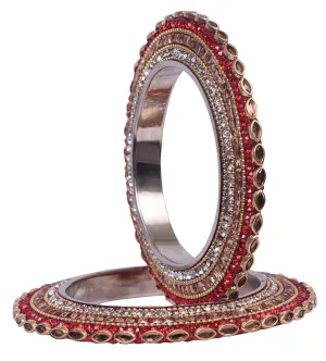 Sukriti Indian Traditional Stylish Kundan Pacheli Bangadi Brass Bangles for Women - Set of 2