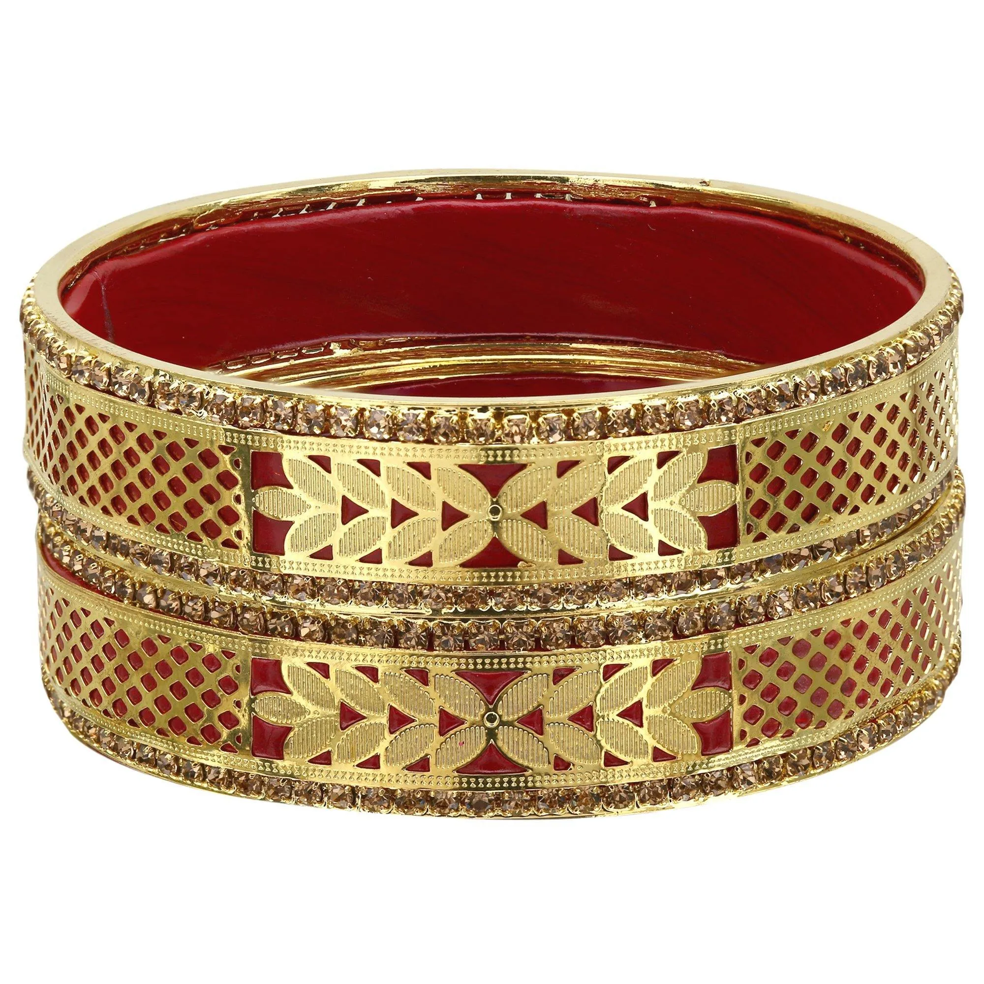 Sukriti Rajasthani Beautiful Golden Brass carved Lac Bangles for Women – Set of 2