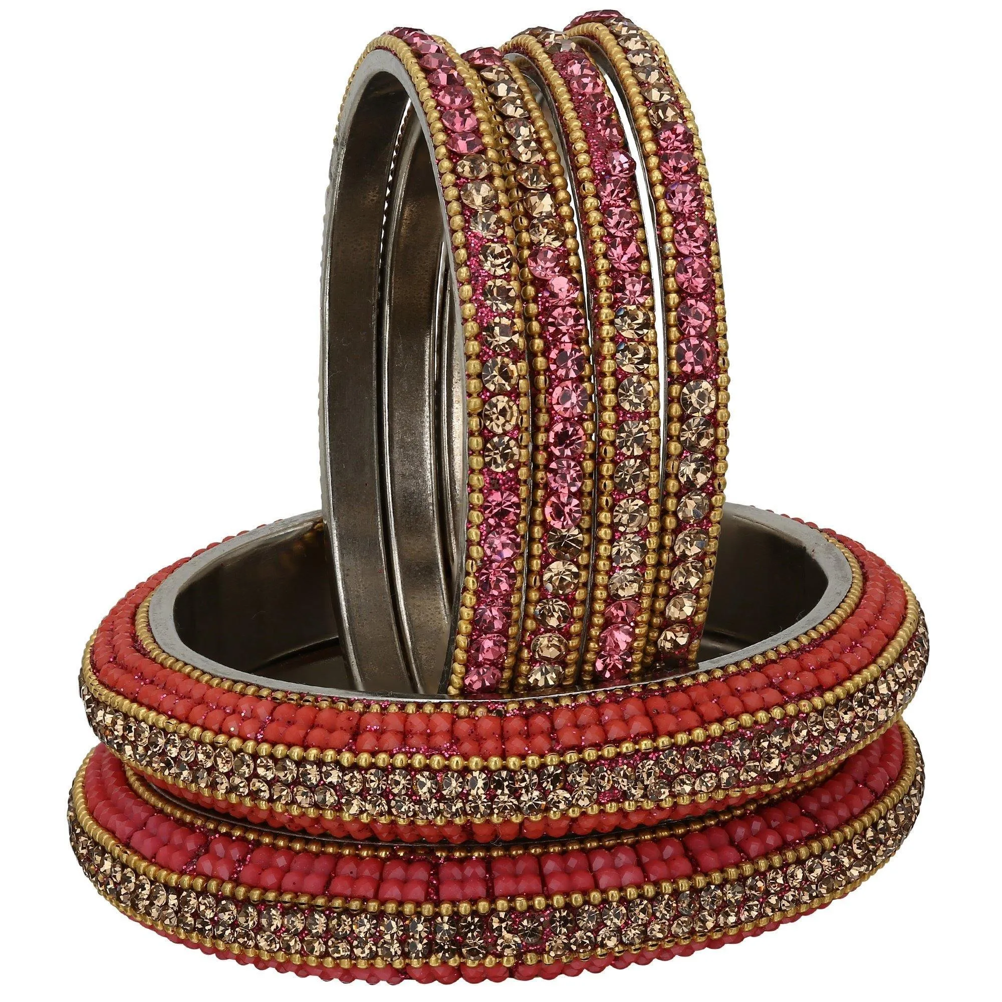 Sukriti Stylish Beads Brass Bangle Set for Girls & Women – Set of 6