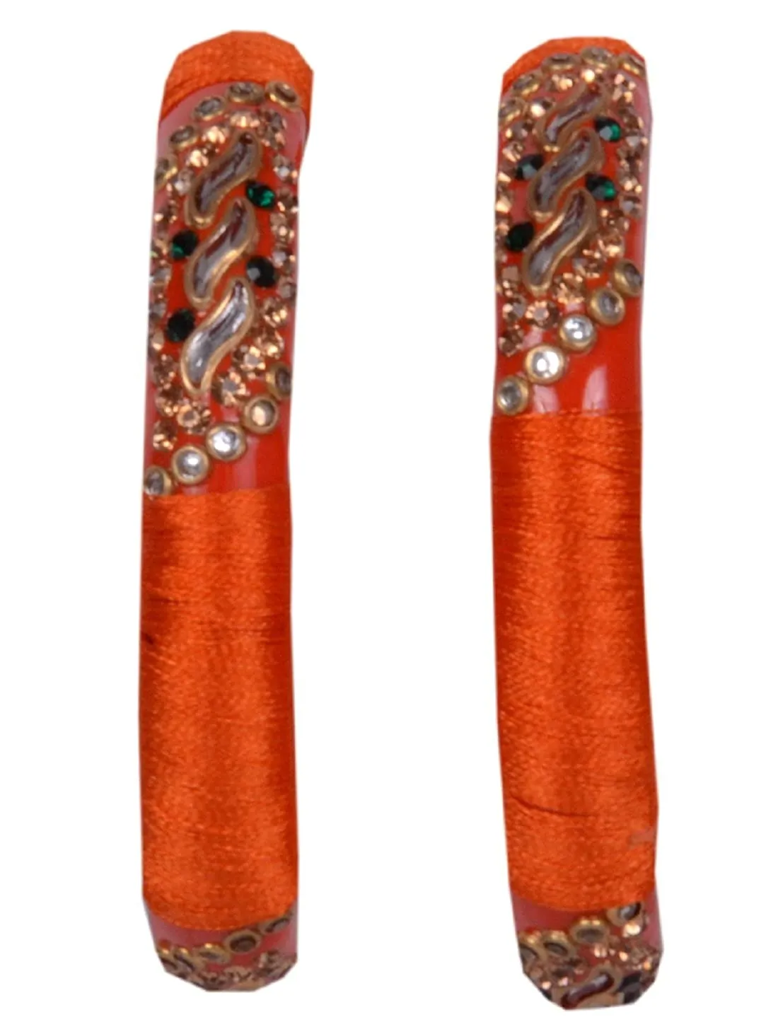 Sukriti Stylish Designer Orange Silk Thread Acrylic Bangles for Girls, Women - Set of 2