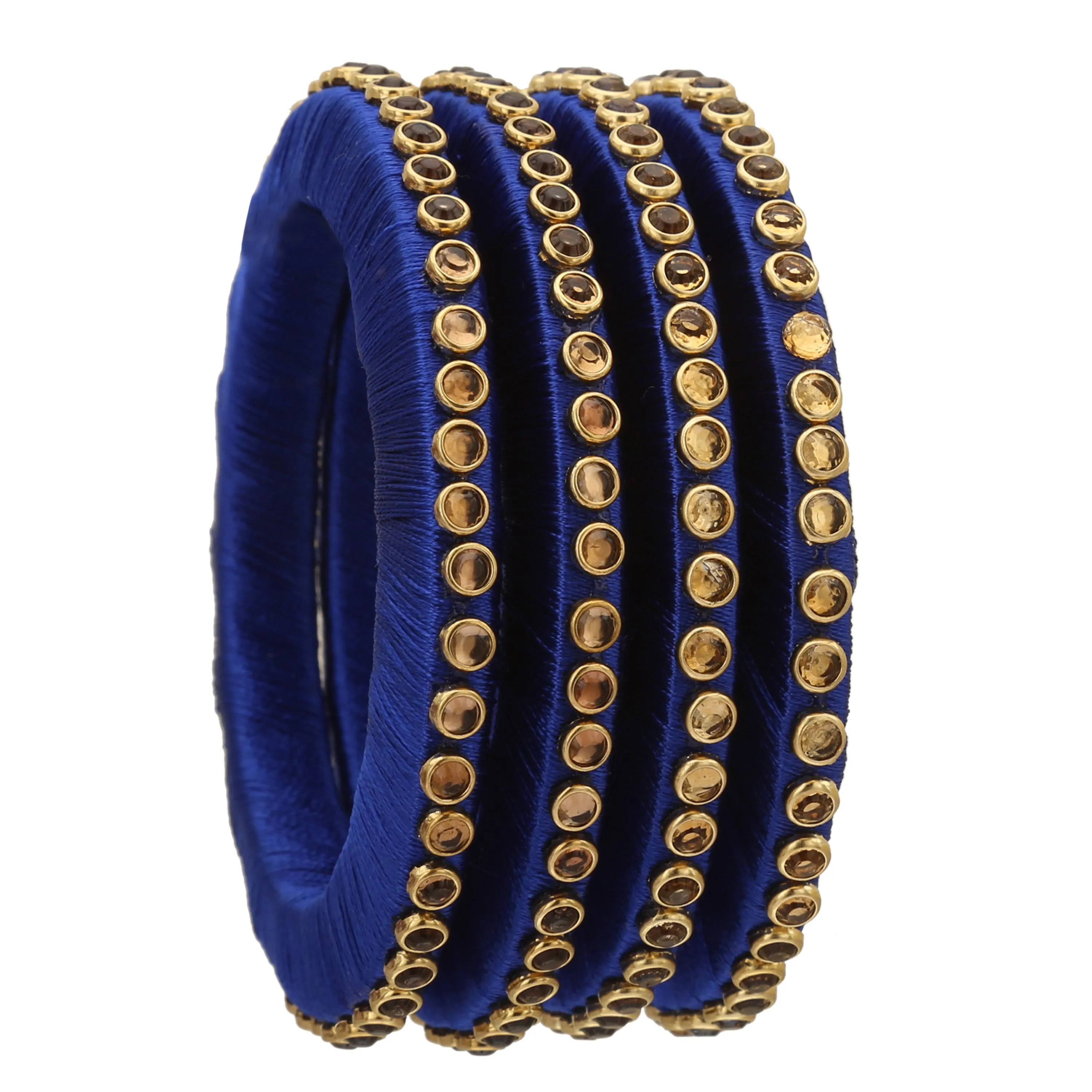 Sukriti Stylish Handmade Blue Flower Designer Silk thread Plastic Bridal Chuda Wedding Bangles for Women – Set of 18