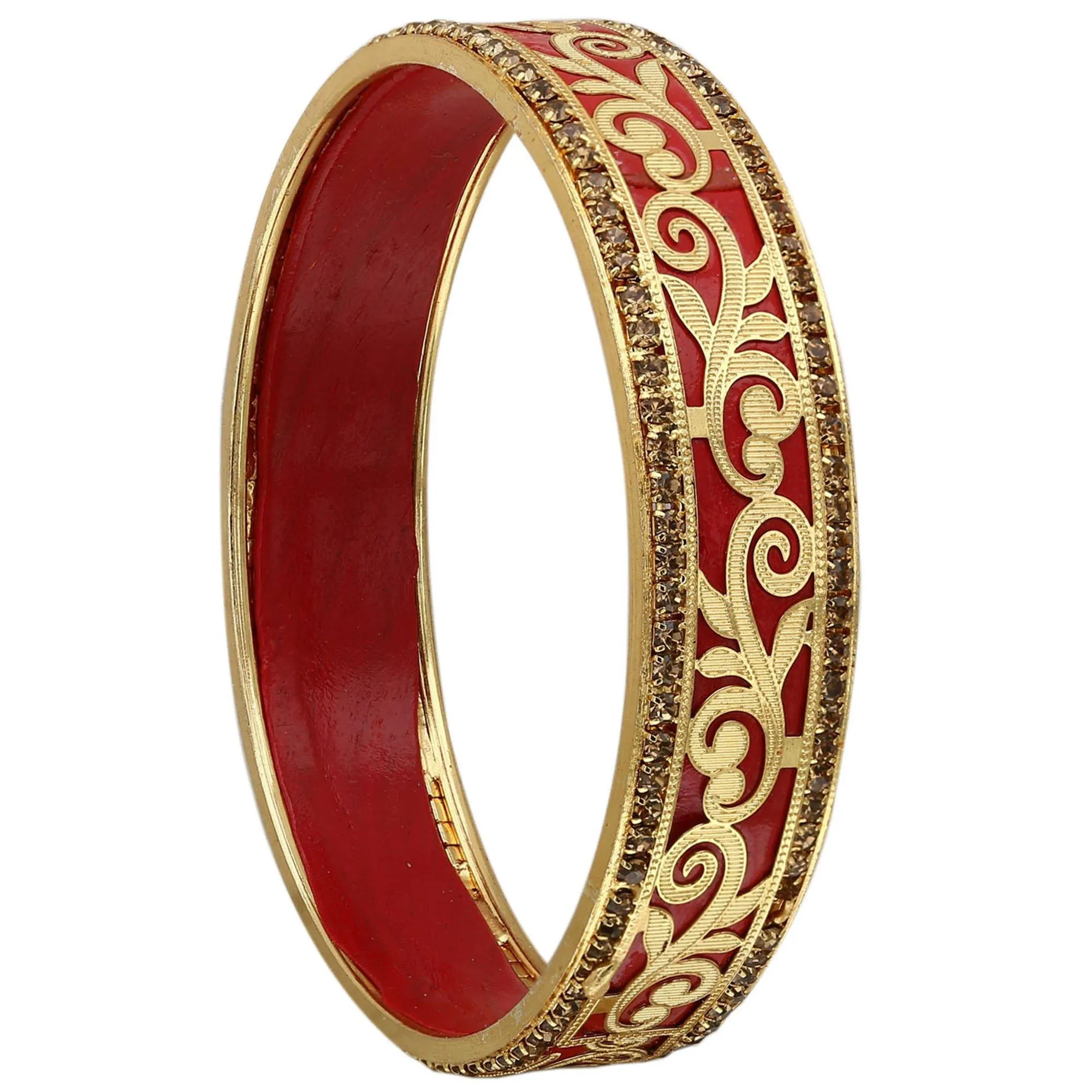 Sukriti Traditional Rajasthani Lac Kada Bangles with Brass carving for Women – Set of 2