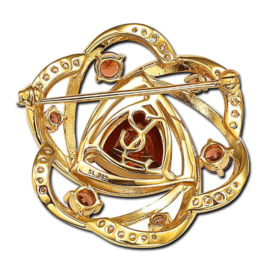 Suzy Levian Cubic Zirconia Sterling Silver Brown Brooch