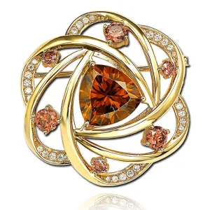 Suzy Levian Cubic Zirconia Sterling Silver Brown Brooch