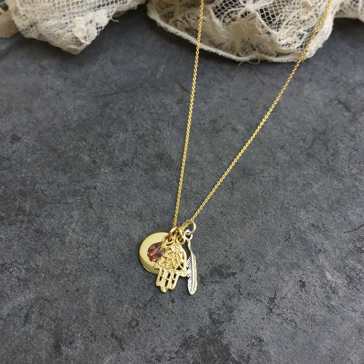 'talismans' multi pendant necklace | 24k gold-plated
