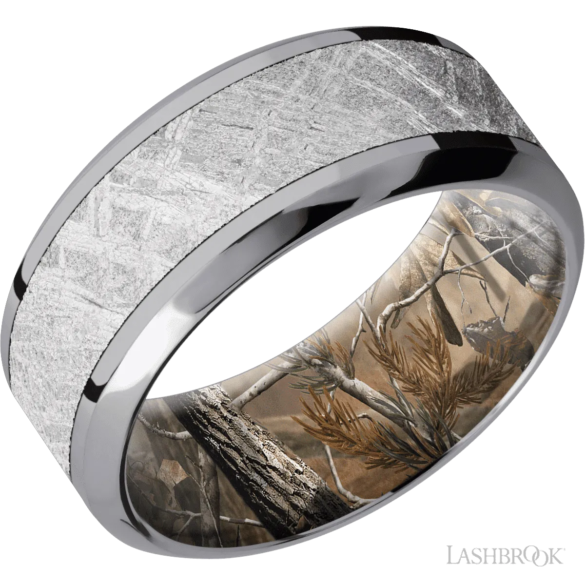 Tantalum with Polish , Polish Finish and Meteorite Inlay and RealTree AP - 9MM