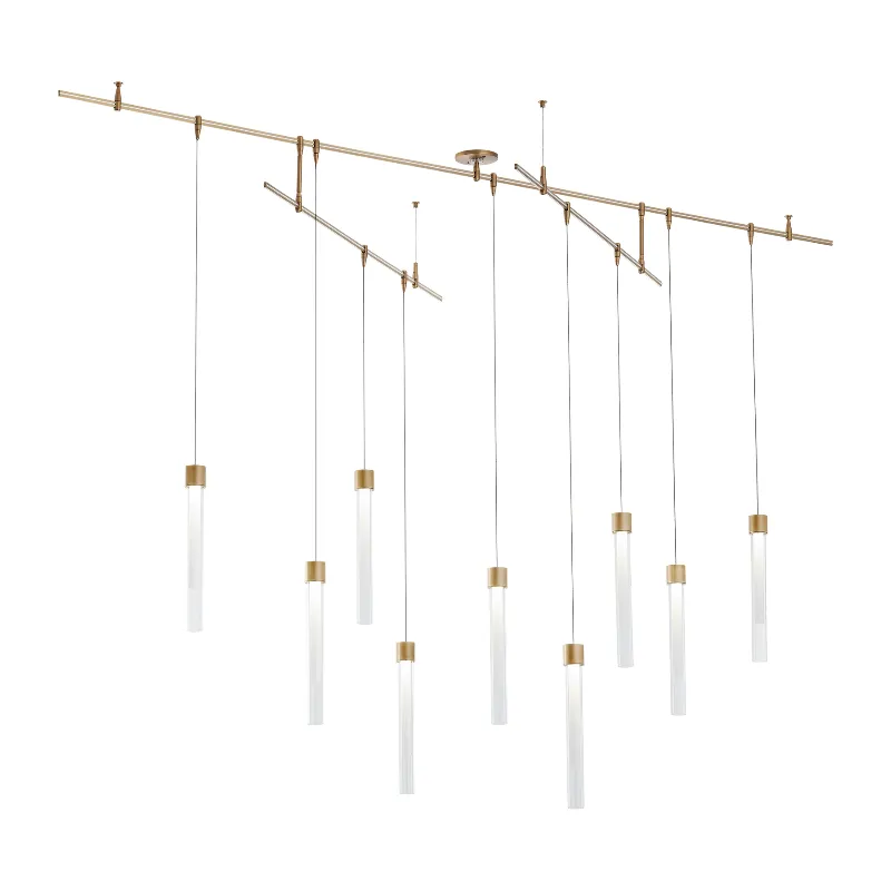 Tech 700LNG9 Mini Linger 9-lt 96" LED Chandelier with Surface Canopy