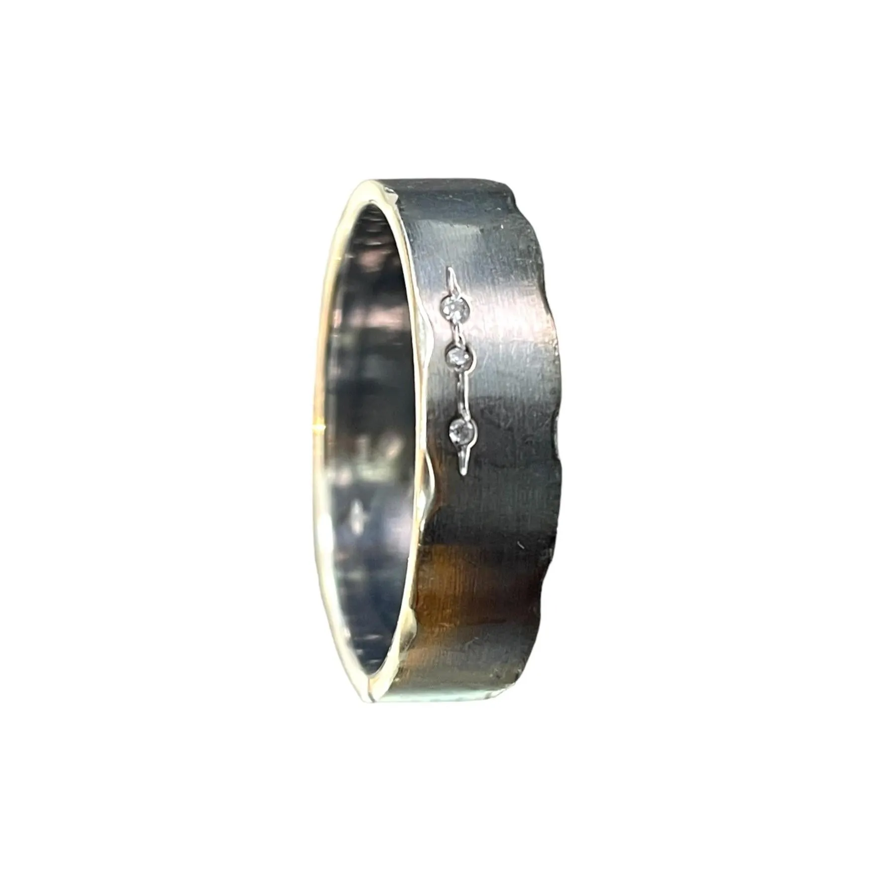 Three-Natural Diamond Men's Band - 18K White Gold