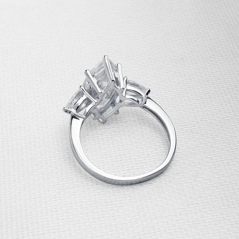 Three Stone Marquise Created Engagement Ring