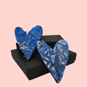 Unique Fabric brooch, blue upcycled fabric inspired by 1986 Madonna