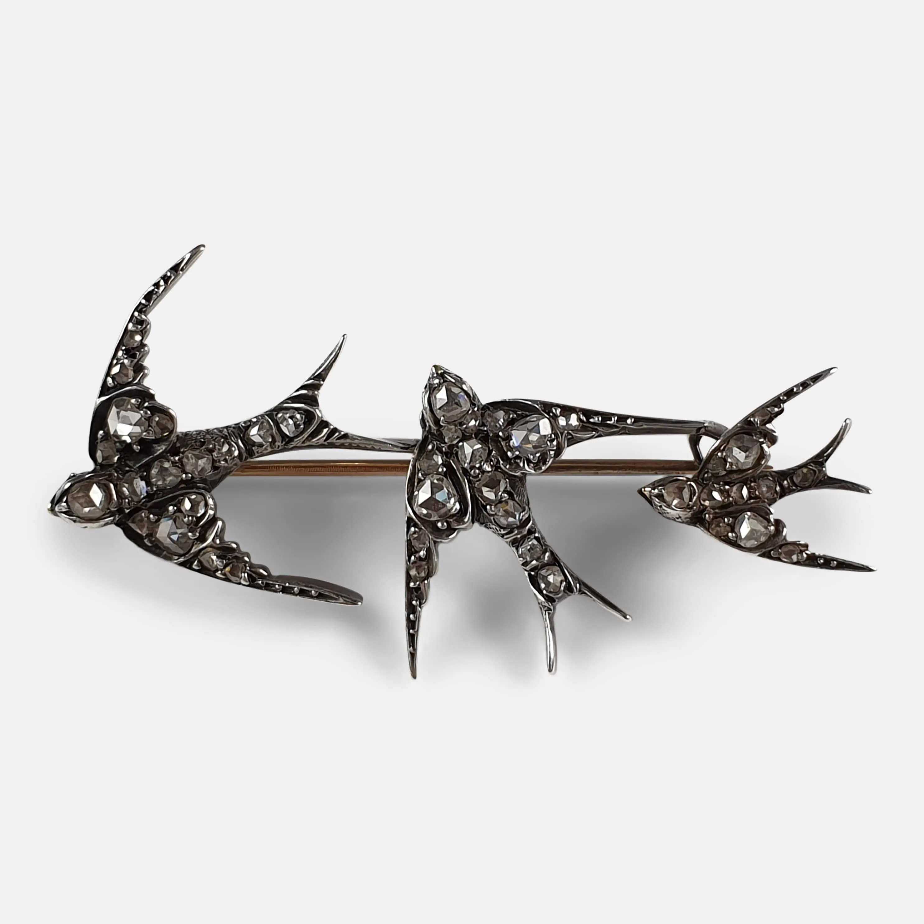 Victorian Diamond Swallow Brooch - Circa 1900