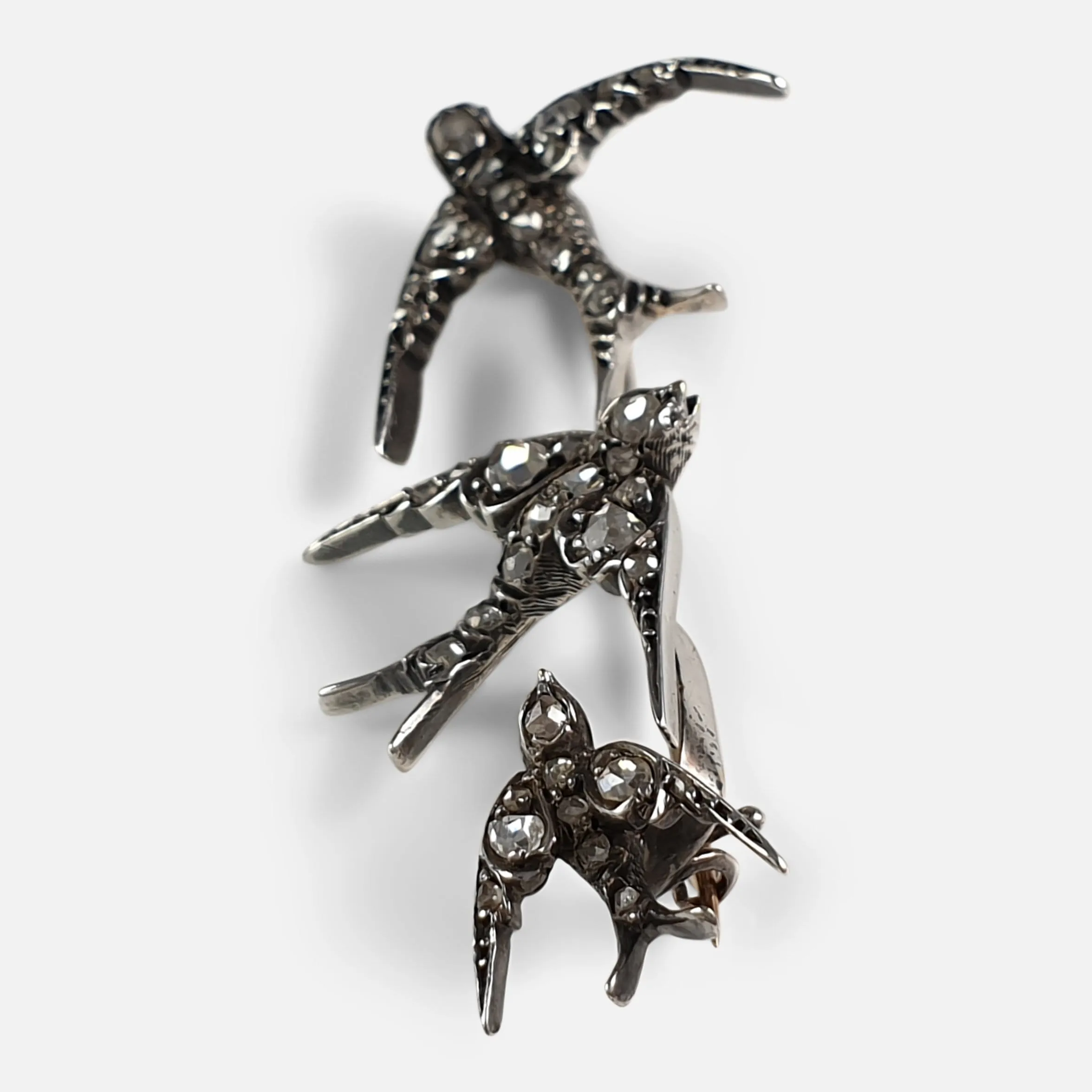 Victorian Diamond Swallow Brooch - Circa 1900