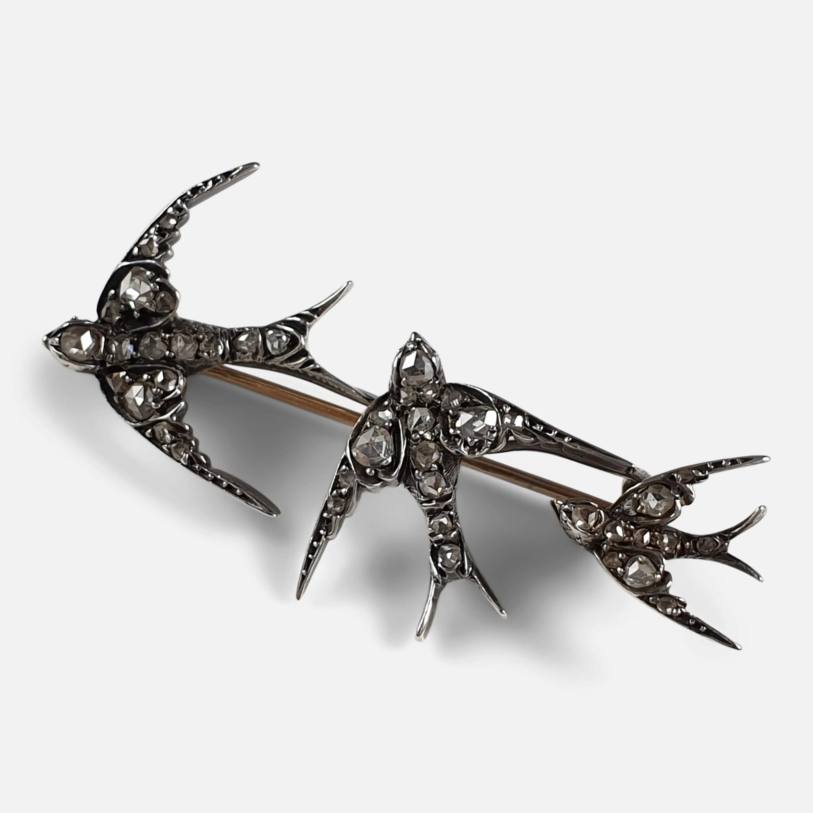 Victorian Diamond Swallow Brooch - Circa 1900