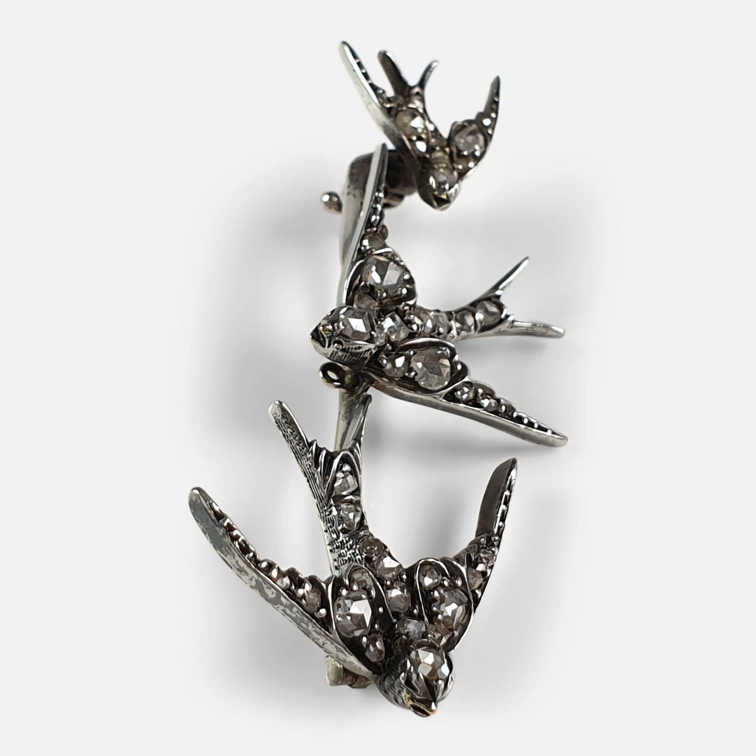 Victorian Diamond Swallow Brooch - Circa 1900