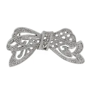 Vintage Inspired Crystal Edwardian Bow Bar Pin-17597