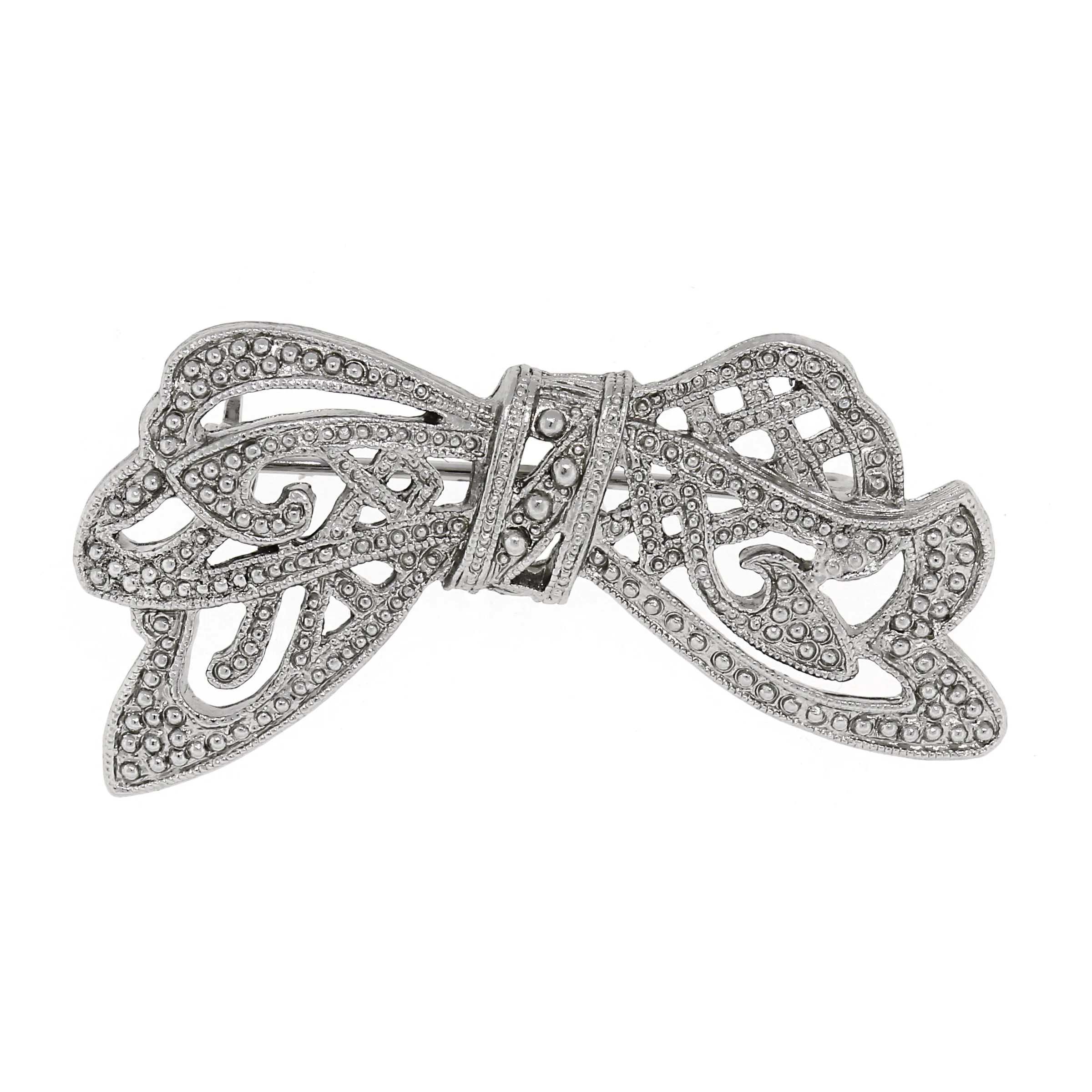 Vintage Inspired Crystal Edwardian Bow Bar Pin-17597