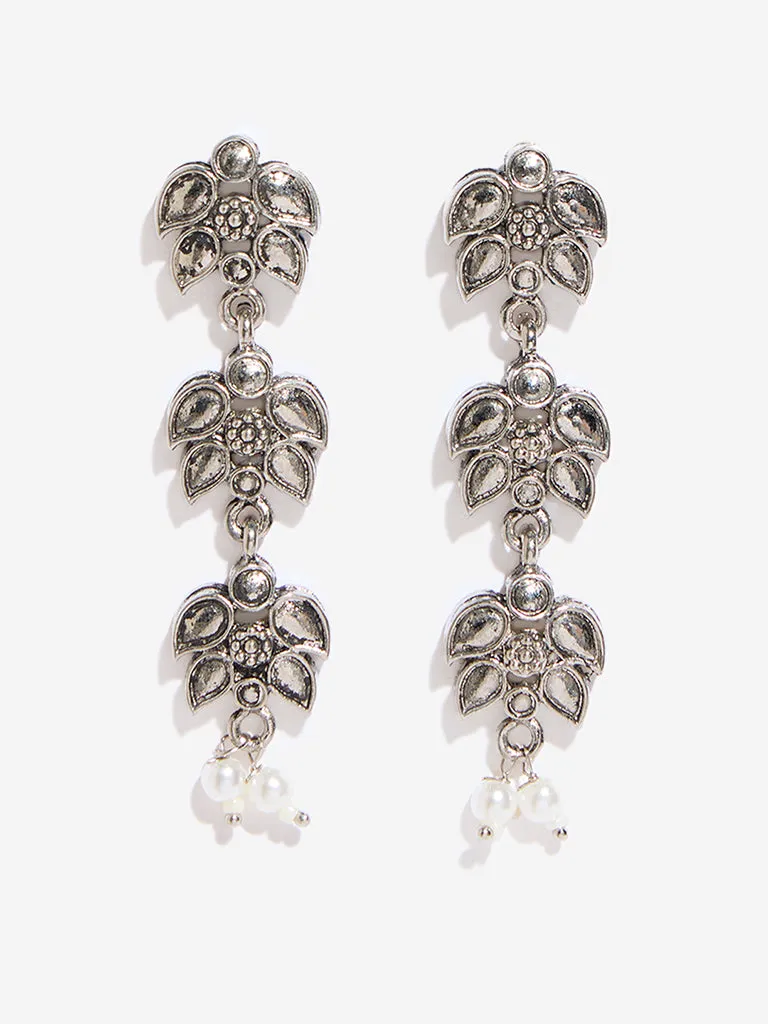 Westside Accessories Silver Floral Design Dangler Earrings