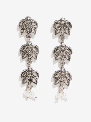 Westside Accessories Silver Floral Design Dangler Earrings