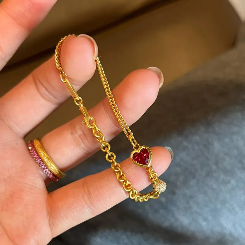 Wholesale High-end luxury exquisite design personality versatile red heart bracelet