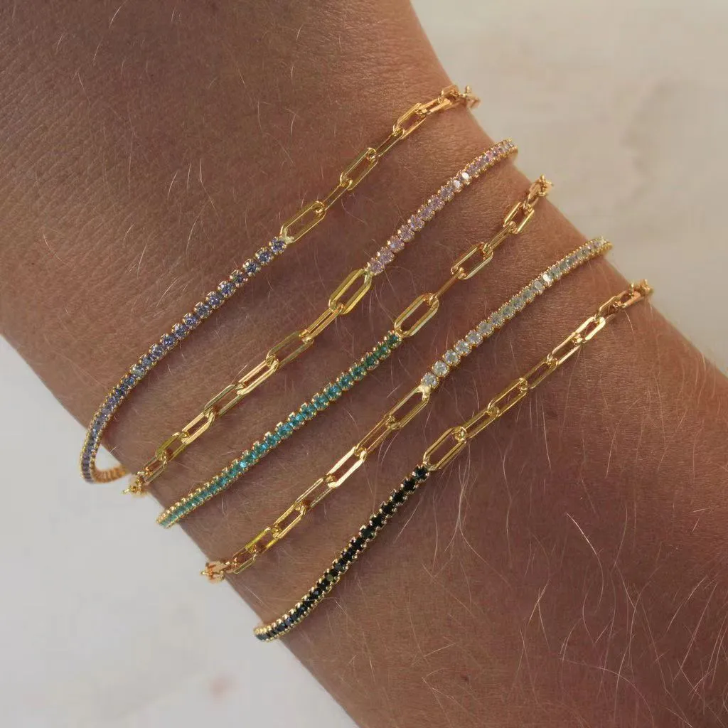 Wholesale PVD stainless steel zircon vacuum gold-plated exquisite bracelet