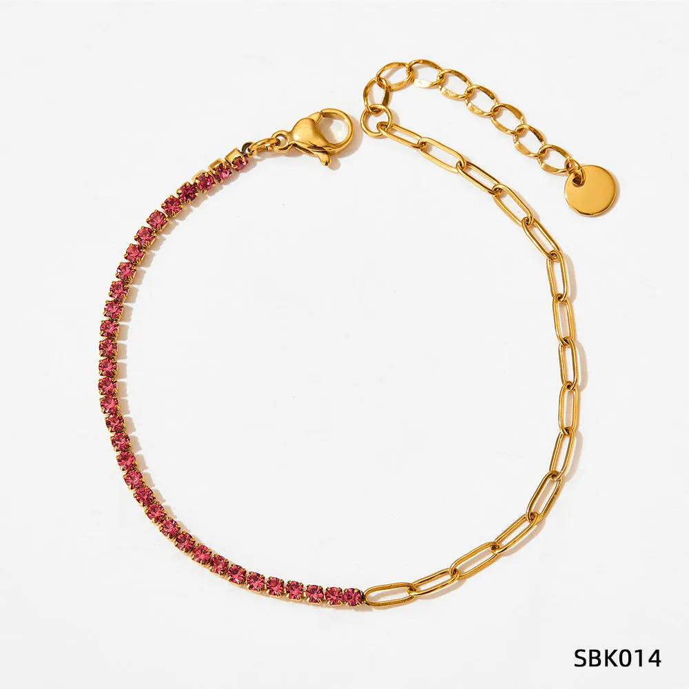 Wholesale PVD stainless steel zircon vacuum gold-plated exquisite bracelet