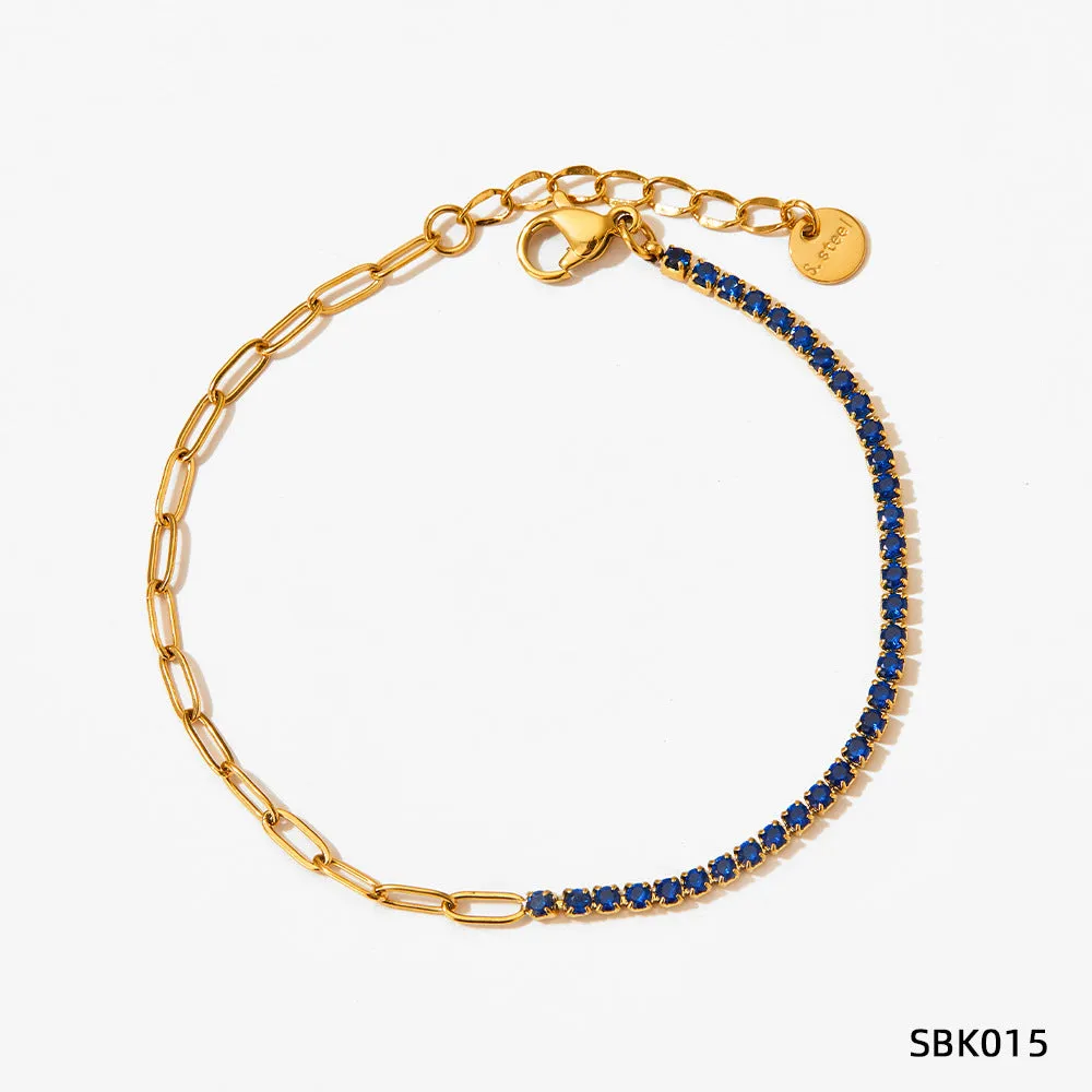 Wholesale PVD stainless steel zircon vacuum gold-plated exquisite bracelet