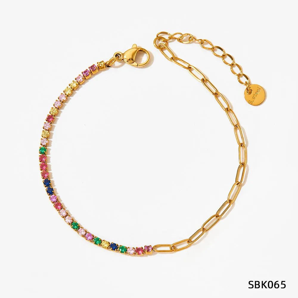 Wholesale PVD stainless steel zircon vacuum gold-plated exquisite bracelet