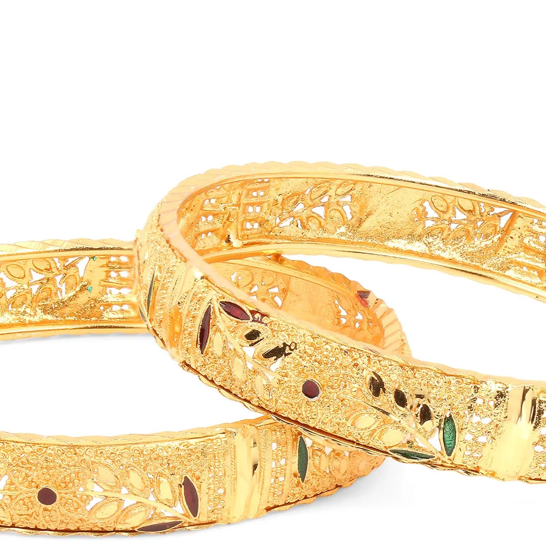 Yellow Chimes Bangles for Women and Girls Traditional Gold Bangles for Women Gold Plated Bangles for Girls 2 Pcs Bangles | Birthday Gift for Girls & Women for Wife